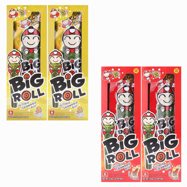 Combo 4 Hộp Snack Rong Biển Taokaenoi BIG ROLL (2 Hộp Vị Mực &amp; 2 Hộp Vị Cay) - 6 Gói/ Hộp