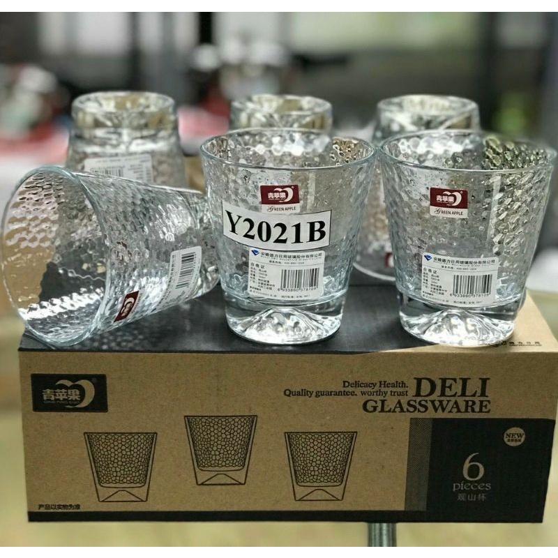 BỘ 6 CỐC THỦY TINH PHA LÊ VIỀN VÀNG Deli Chịu Nhiệt