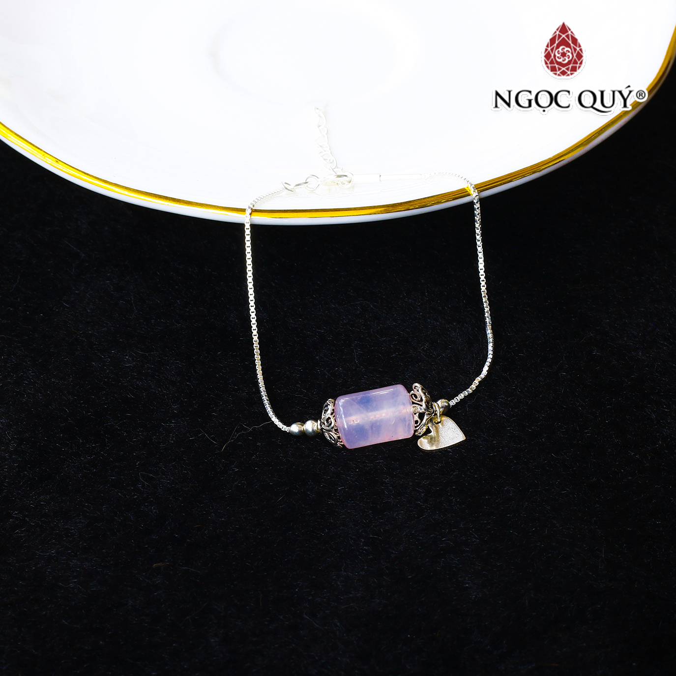 Lắc bạc đốt trụ thạch anh hồng mệnh hỏa, thổ - Ngọc Quý Gemstones