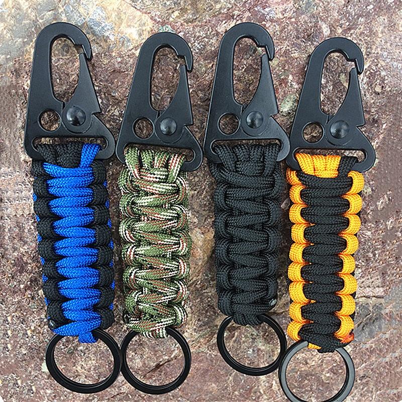 Outdoor Keychain Ring Camping Carabiner Military Paracord Cord Rope Camping Survival Kit Emergency Knot Bottle Opener Tools