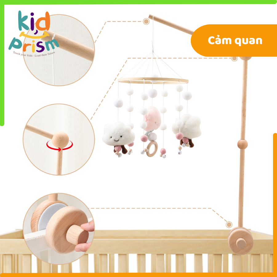 Treo nôi cũi bằng gỗ cho bé sơ sinh giúp phát triển thị giác (Giáo cụ Montessori)