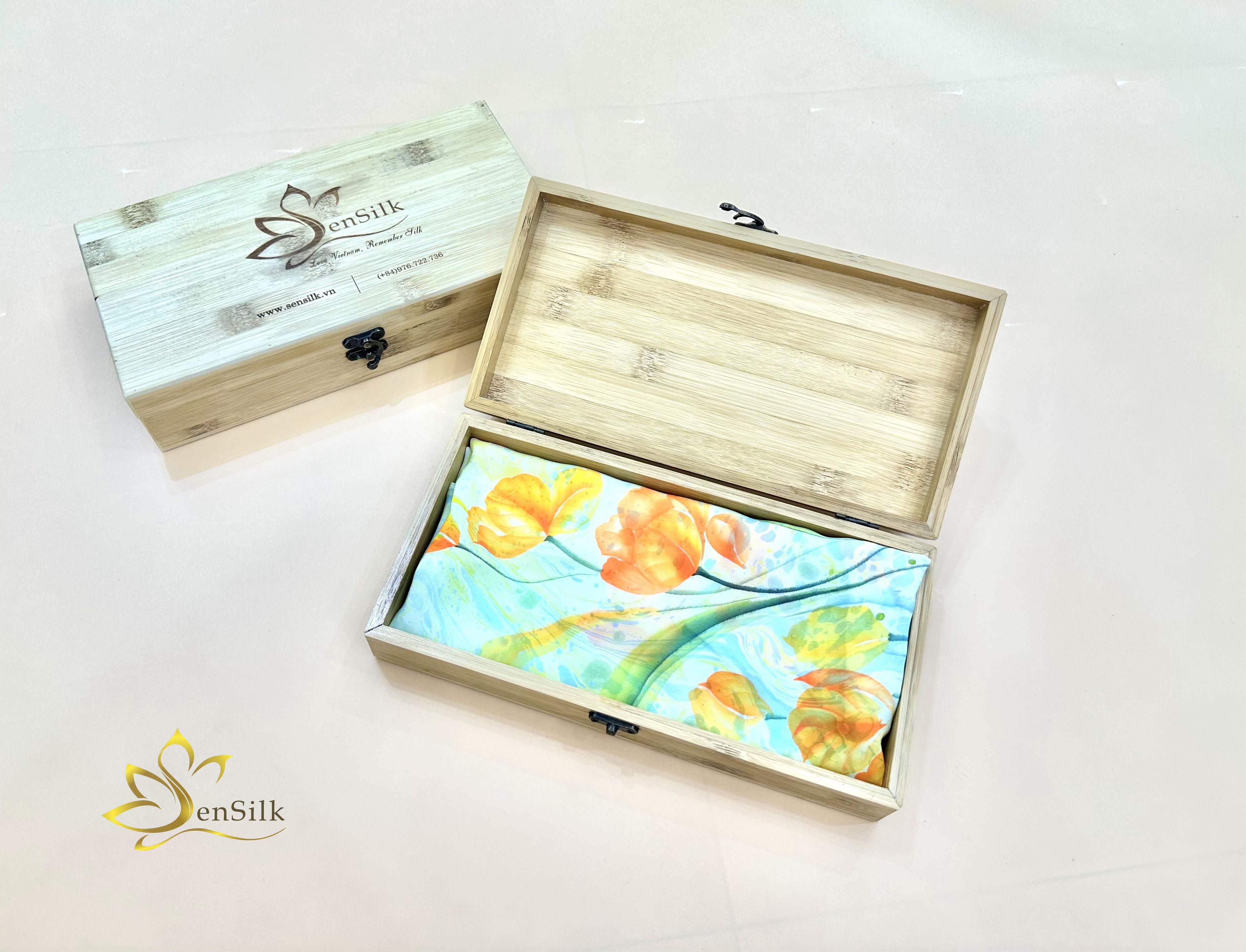 100% Mulberry Silk Scarf Water Marble Hand Painted - Khăn Lụa Cao Cấp Sen Silk Thuỷ Ấn Tulip - Quà Tặng Đẳng Cấp - Vietnam Handmade Gift