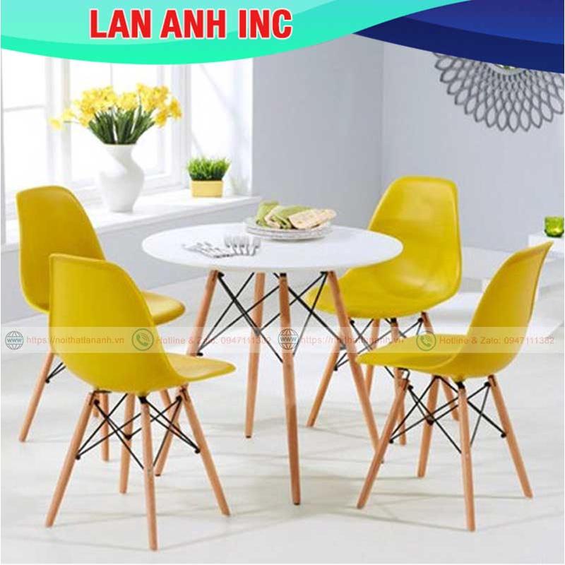 Ghế nhựa cafe văn phòng đẹp chân gỗ tựa lưng cao giá rẻ eames LAG128c