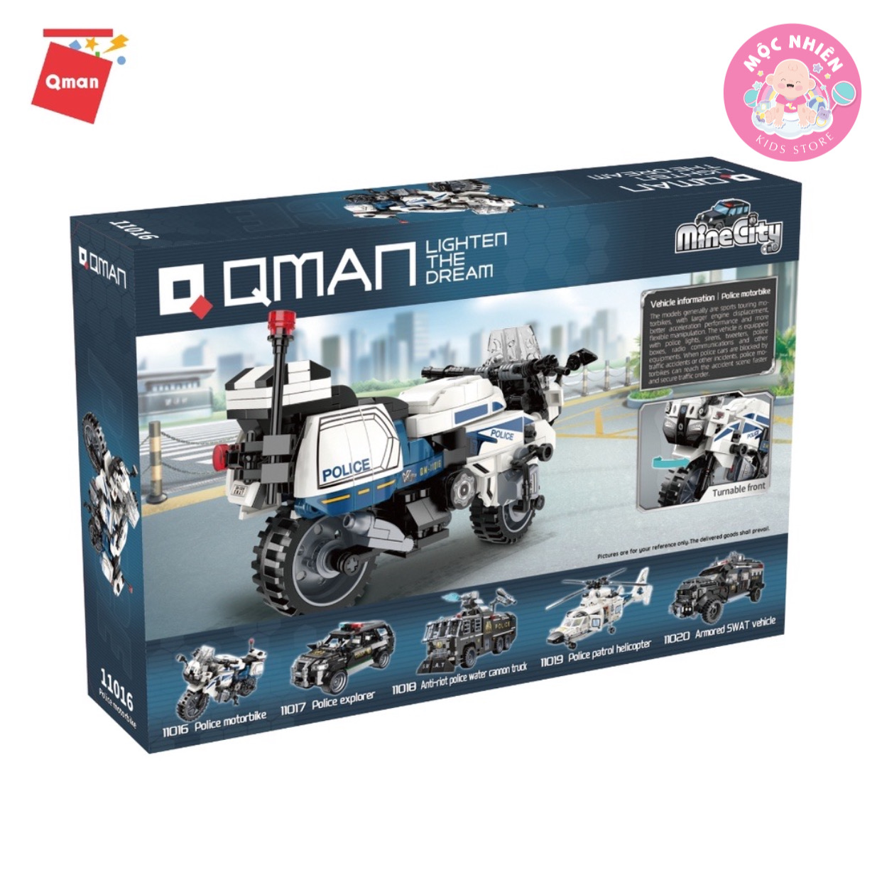 Đồ chơi lắp ráp xếp hình Qman 11016 - Mô tô cảnh sát - Dành cho bé từ 6 tuổi