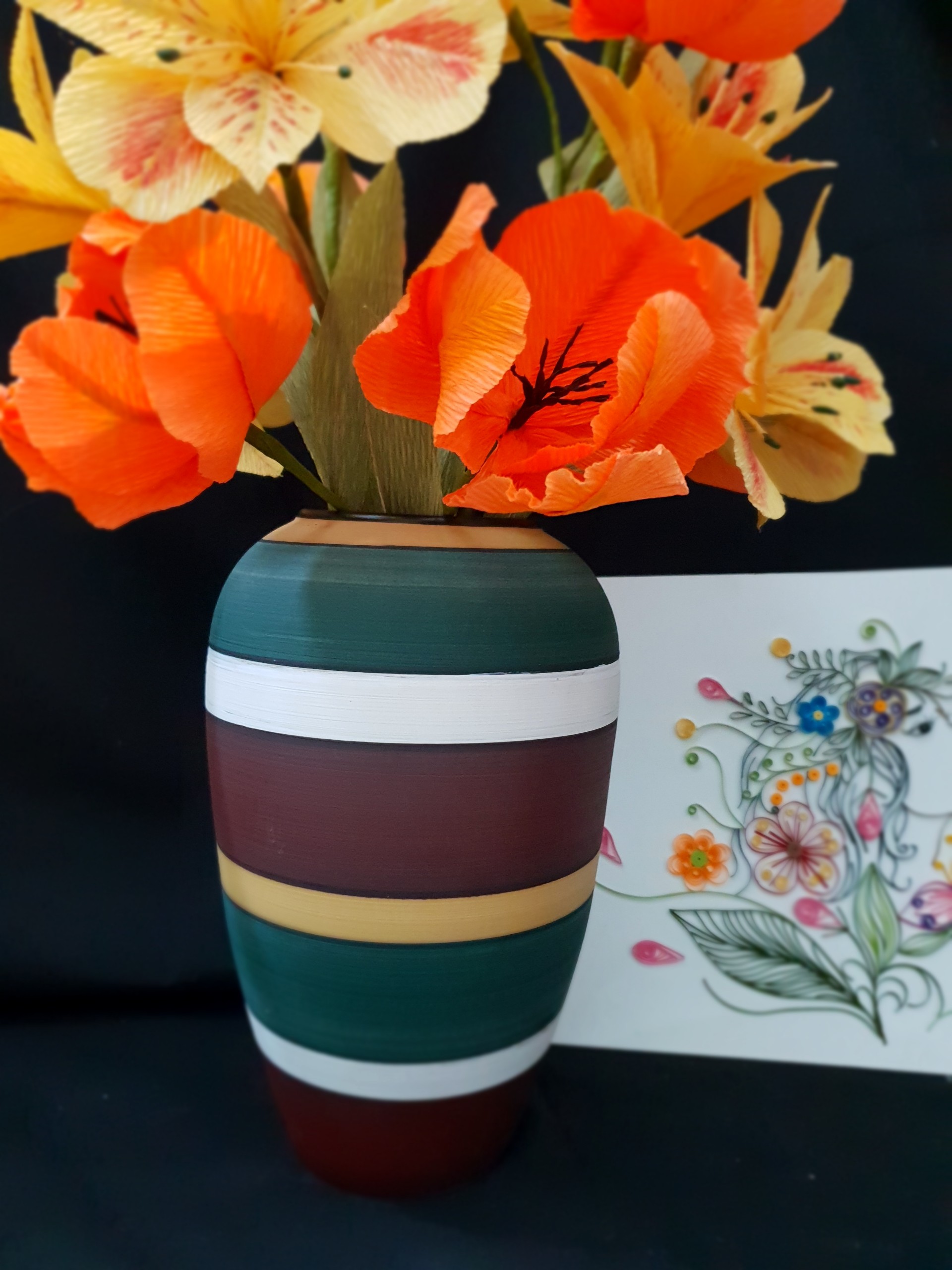 Bình hoa nghệ thuật bằng gốm sứ cao cấp - Màu thổ cẩm