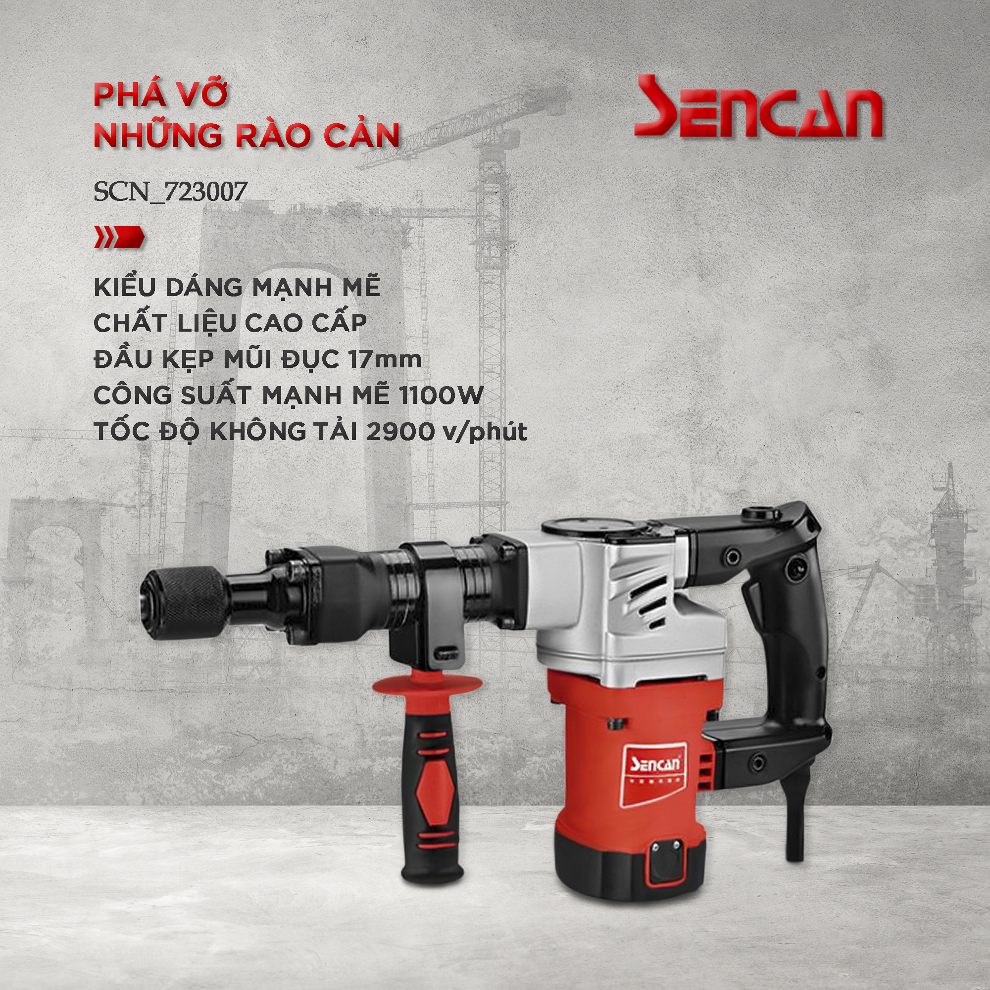 Máy Đục Bê Tông Sencan 723007_Chính Hãng