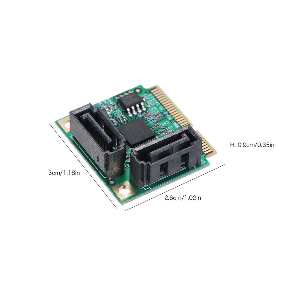 Mini PCI-E to 2 Ports SATA3 Adapter Card SATA3.0 Expansion Card Mini Size High Speed Transmission Wide Compatibility