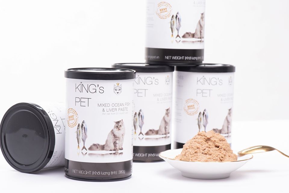 PATE HỖN HỢP CÁ KING’S PET LON 380G THỨC ĂN CHO CHÓ MÈO