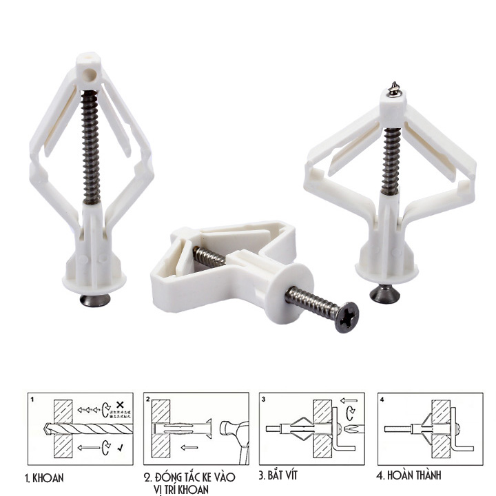 COMBO 10 BỘ TẮC KE BƯỚM, VÍT NỞ BƯỚM DẠNG MỎ NEO,  BẮT VÍT TƯỜNG, THẠCH CAO, GỖ,CHO MỌI LOẠI VẬT LIỆU, SIÊU GIỮ CHẮC.