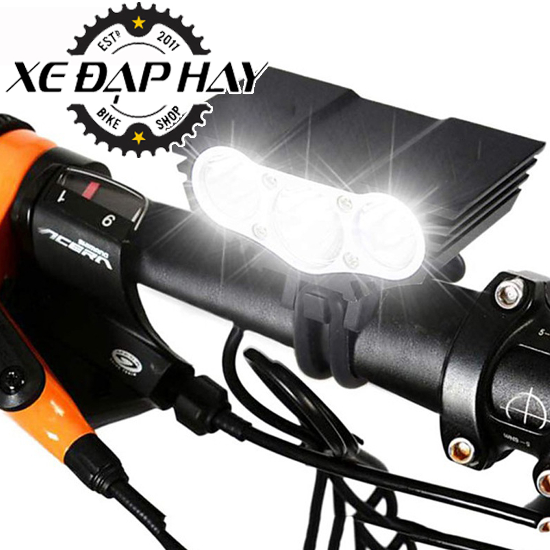 Đèn Pha Xe Đạp XTML T6 X3 | Độ Sáng 3600 LUMENS, Pin Sạc Lithium | Chống Nước Mua IPX65