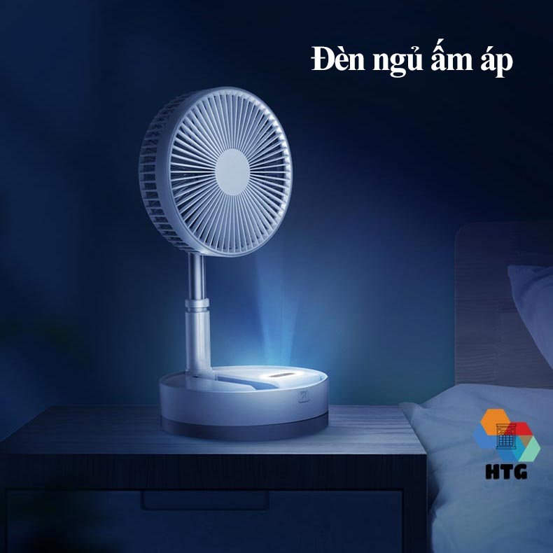 Quạt không dây gấp gọn CYKE P10 tự động xoay, có remote điều khiển, hẹn giờ và kiêm đèn ngủ, 5 cánh, hàng chính hãng