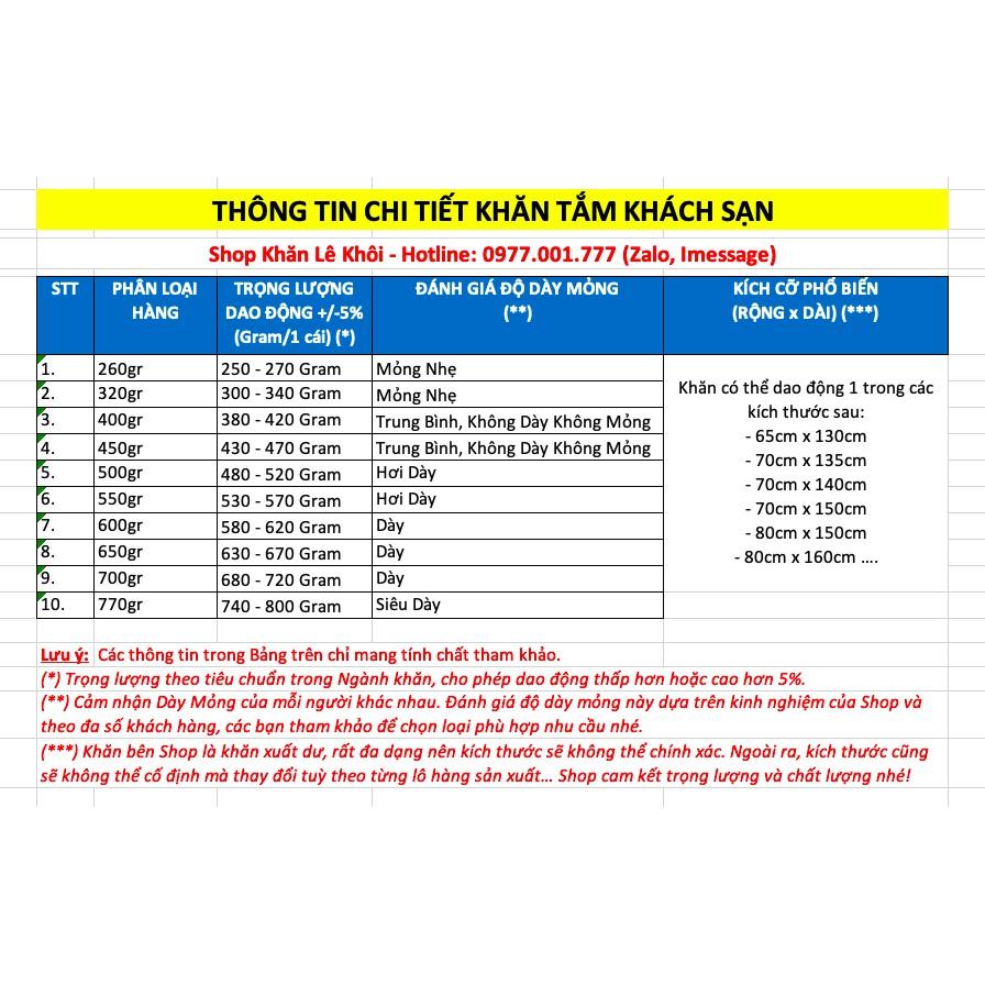 Khăn tắm Khách Sạn xuất dư 100% Cotton - 60x120cm/70x140cm