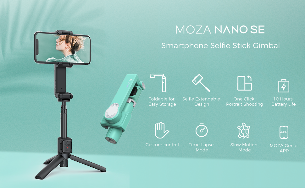 MOZA NANO SE BLACK - Tay Cầm Chống Rung Cho Điện Thoại, Thân Gấp Gọn Tiện Lợi, Tải Trọng Tối Đa Lên Đến 280g - Hàng Chính Hãng