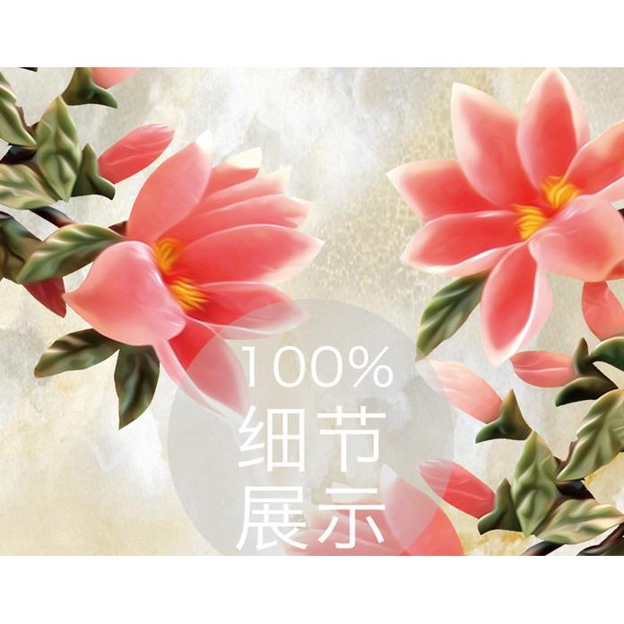 Tranh dán tường Chim công và hoa thủy tiên hiện đại, Tranh dán tường 3d hiện đại , MS809412