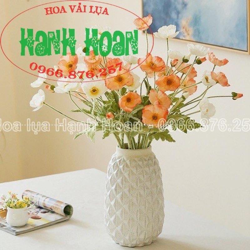 Bó 4 bông hoa anh túc nhân tạo bằng lụa dài 60cm trang trí-Hoa lụa decor