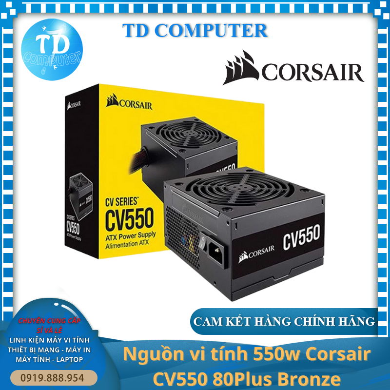 Nguồn Vi tính 550w Corsair CV550 80Plus Bronze - Hàng chính hãng Vĩnh Xuân phân phối