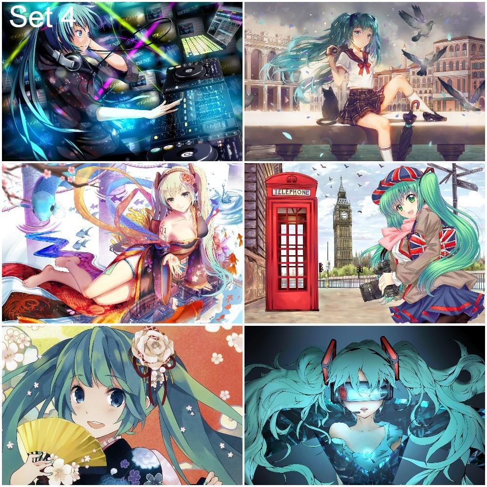 Bộ 6 Poster vocaloid Hatsume Miku (1) (bóc dán) - A3,A4,A5