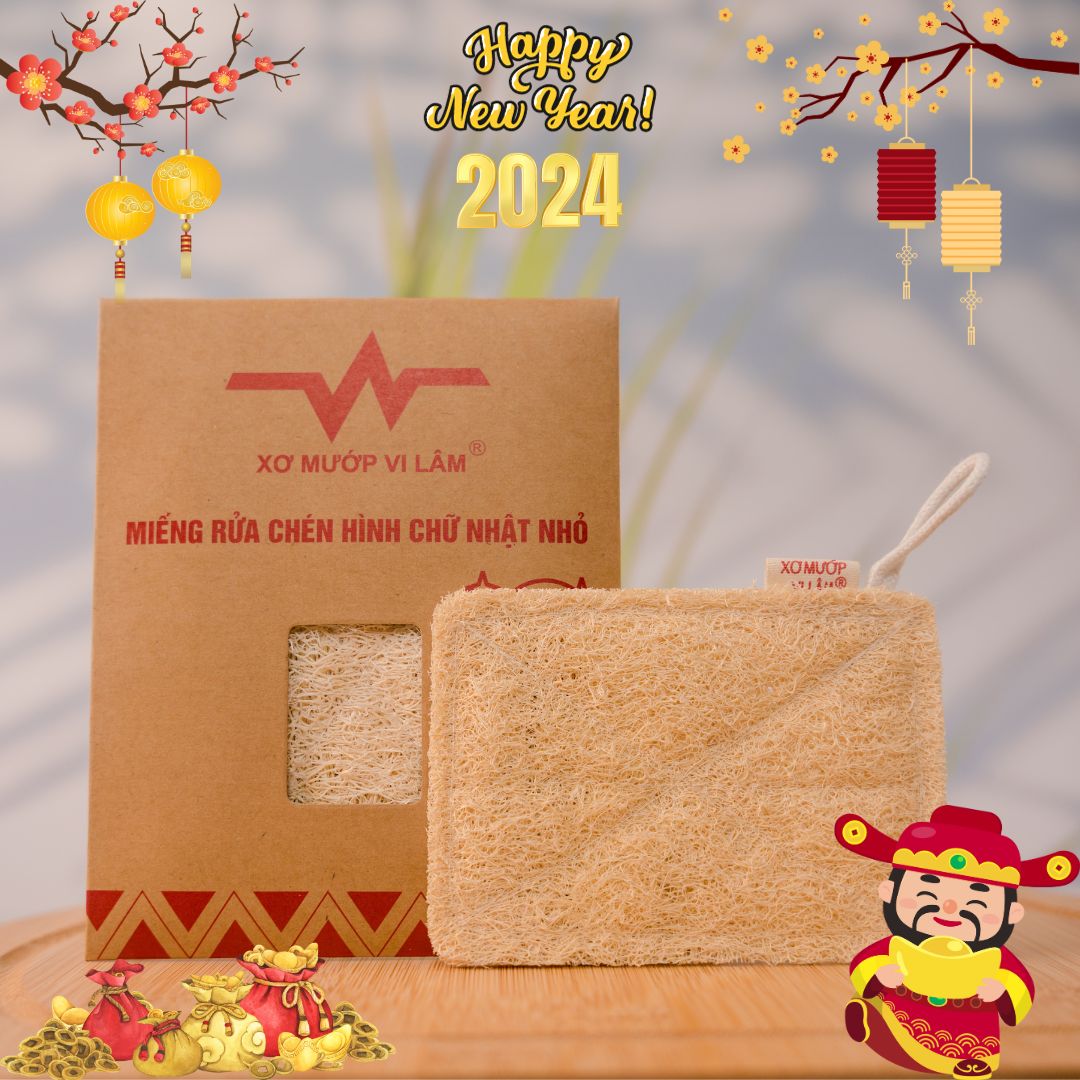 Miếng Rửa Chén Xơ Mướp Vi Lâm Chuyên Gia Rửa Sạch Bát Đĩa Xoong Nồi - Không Hại Da Tay - Thân Thiện Môi Trường