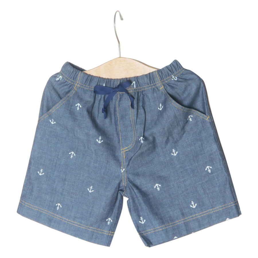 Set Quần Short Xanh Và Áo Sơ Mi Họa Tiết Xương Cá Cuckeo Kids QSSM017