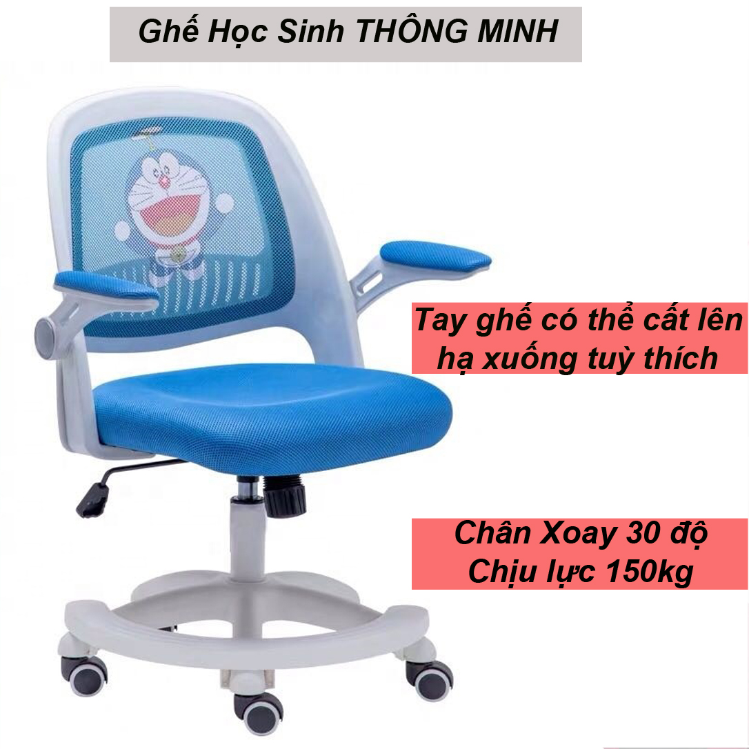 Ghế Học Sinh Chân Nhựa Xoay, Lưng Trung DORAEMON - Hàng Nhập Khẩu