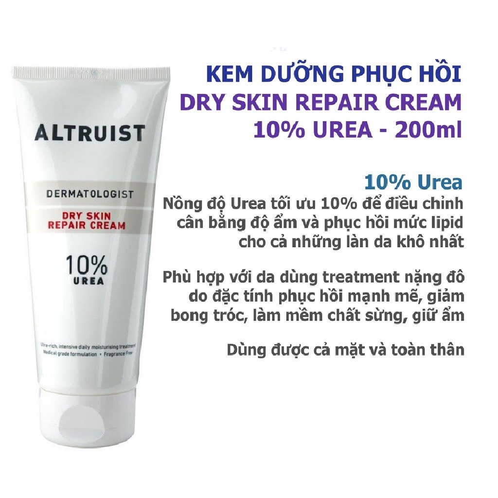 Kem dưỡng cấp ẩm phục hồi da khô Altruist Dermatologist Dry Skin Repair Cream 10% Urea - 200 ml