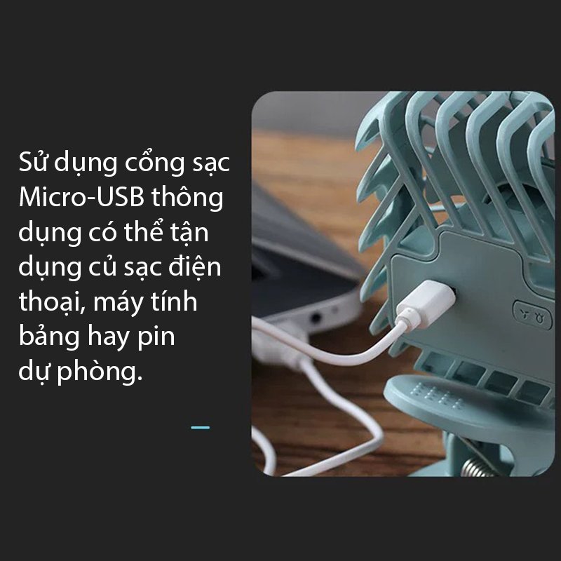 Quạt Tích Điện Mini Để Bàn Chân Kẹp Đa Năng Mini Fan