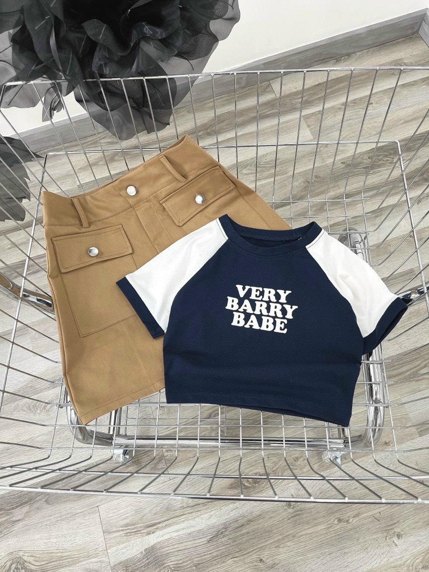 SET CHÂN VÁY NGẮN TÚI HỘP LƯNG CAO SUÔNG TRƠN + ÁO THUN CROPTOP TRƠN ĐI BIỂN DẠO PHỐ ĐI CHƠI ĐI LÀM