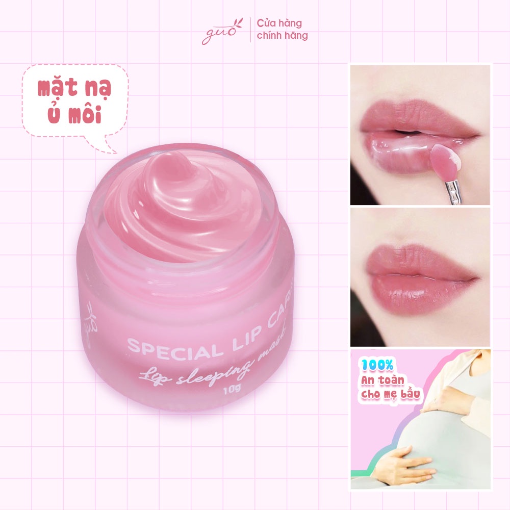 Mặt nạ ngủ môi cho bà bầu dưỡng hồng môi Special Lip Care GUO 10g - [Dưỡng môi căng mọng, Không dầu khoáng]