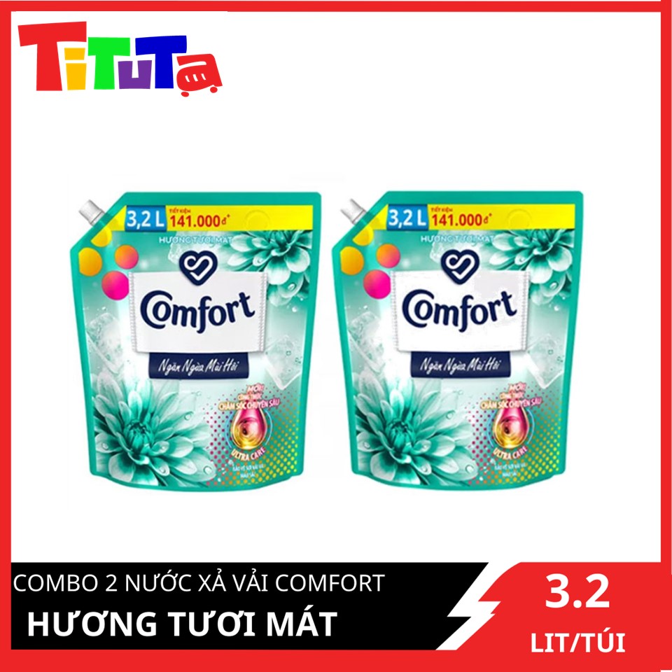 Combo 2 túi nước xả vải Comfort Chăm Sóc Chuyên Sâu Ngăn Ngừa Mùi Hôi Hương Tươi Mát 3.2Lx2