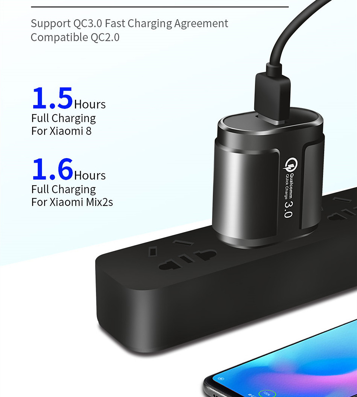 Củ Sạc Nhanh Quick Charge QC 3.0 (1 Đầu USB) Dùng Cho Thiết Bị Iphone/ Samsung/ Android - Hàng chính hãng / Hàng nhập khẩu