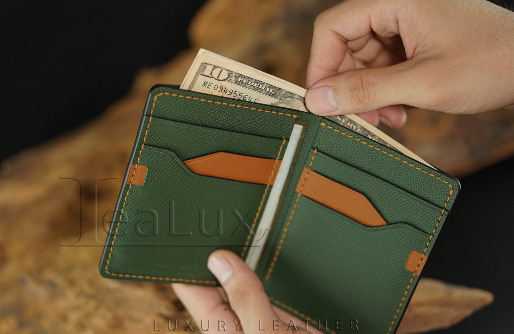 Ví Da Epsom Dáng Đứng Handmade Lealux Epsom Wallet 3