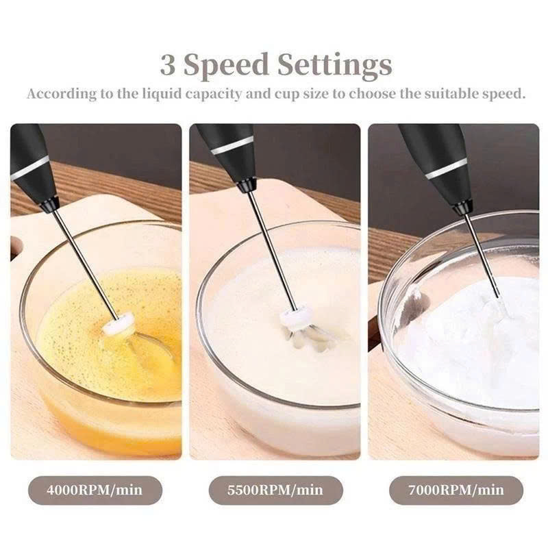 Máy Đánh Bọt Que Tạo Bọt Cafe Mini,  Trứng Cầm Tay  Không Dây Tích Điện 3 Chế Độ