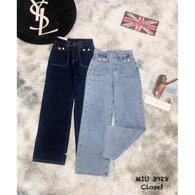 Quần Jeans ống suông cạp cao/ Hàng cao cấp MS 3928