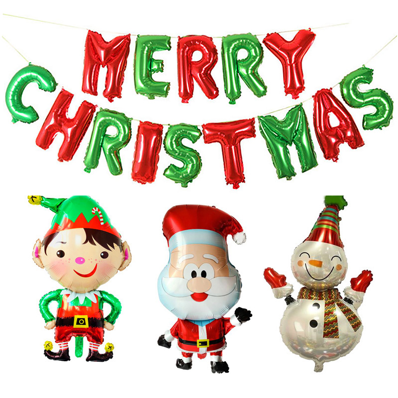 Set bong bóng Merry Christmas trang trí Noel 3 hình lớn ngẫu nhiên)