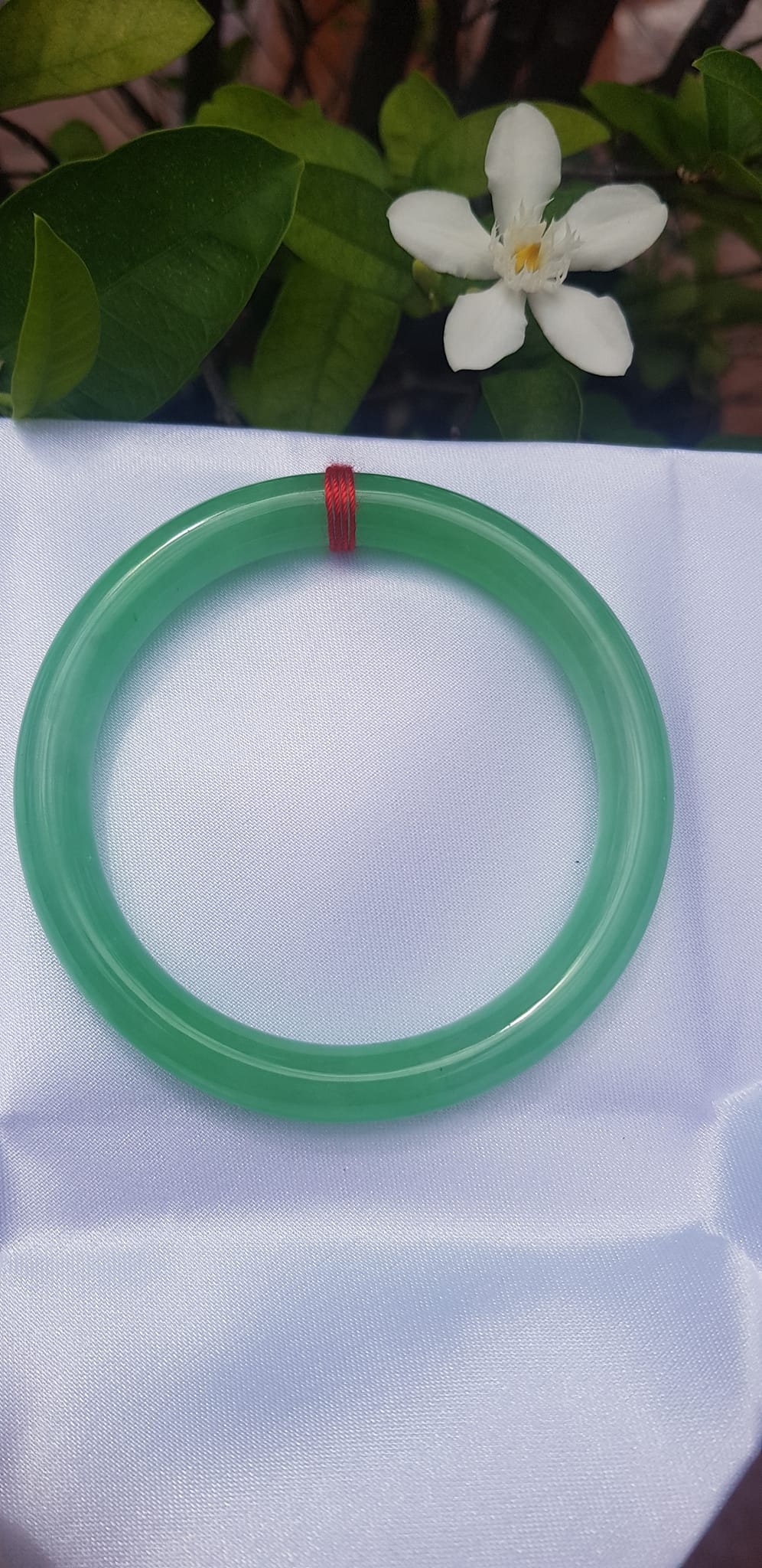 Vòng tay Nữ đá cẩm thạch Mới Lý Trong Size 54mm x cọng 7mm Vòng màu Xanh lá tươi 53kg - 62kg Nữ mệnh Mộc mệnh Hỏa Thủy đeo ạ