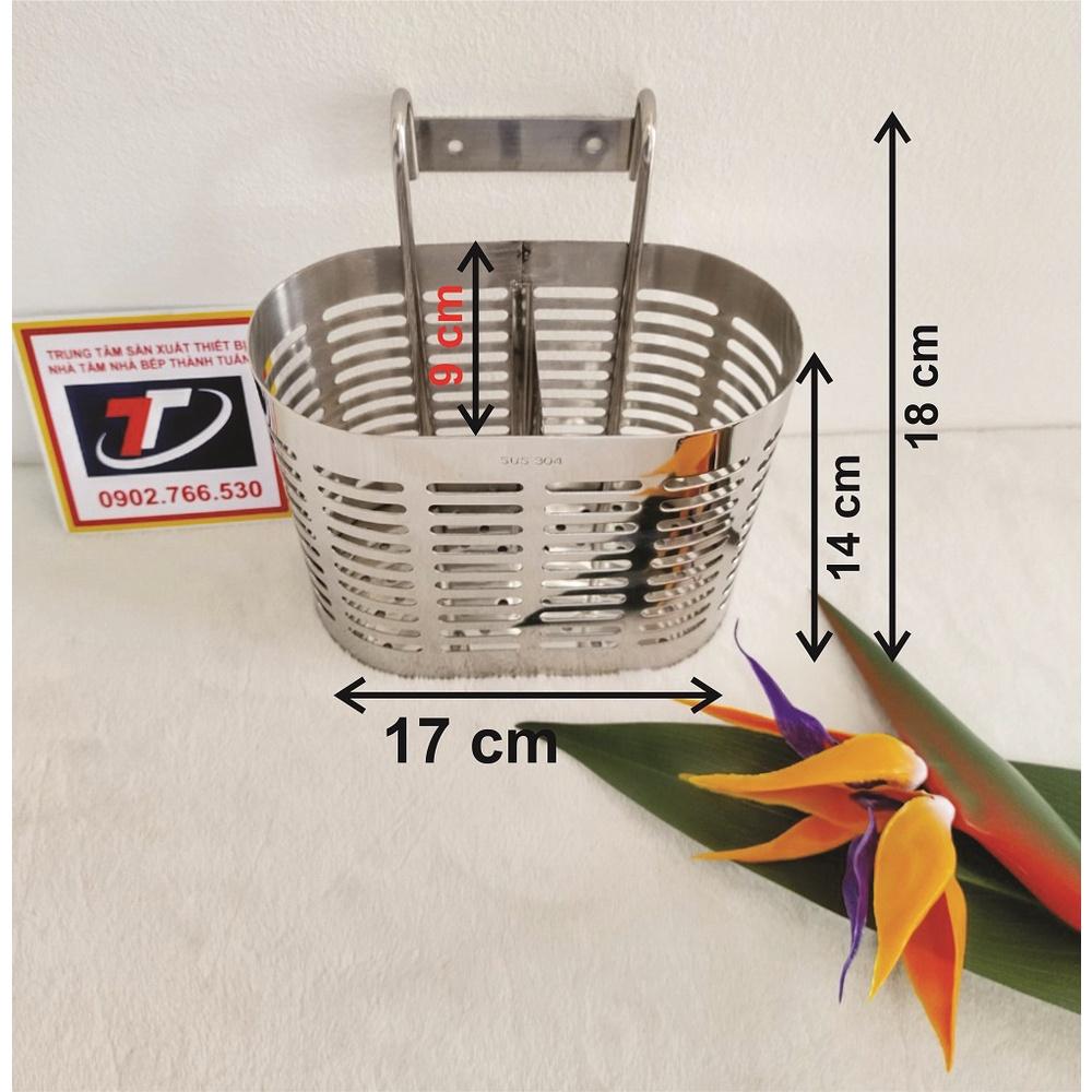 Ống đũa đôi hình oval inox SUS 304 có 2 ngăn tiện lợi, TT-049
