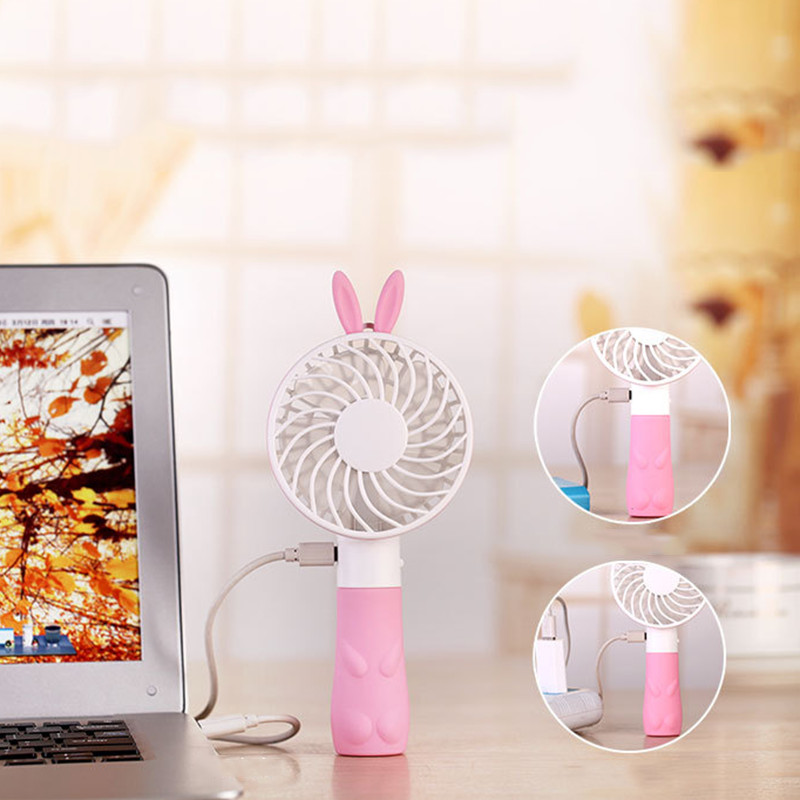 Quạt sạc mini cầm tay Hàn Quốc hình tai thỏ kiểu dáng xinh xắn rất được yêu thích