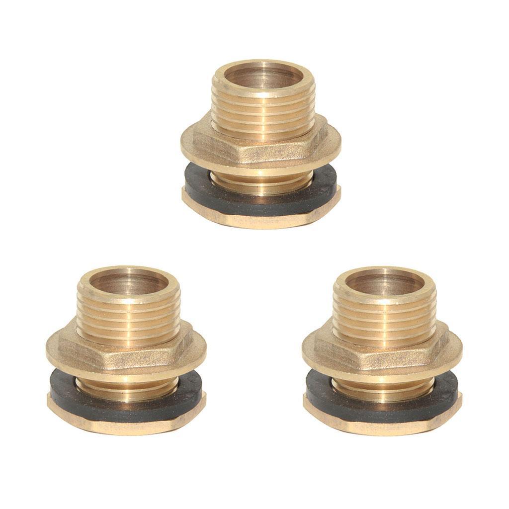 3PCS 3/4" Brass Water Tank Hose Pipe Connector Adapter Fittings with Gasket
