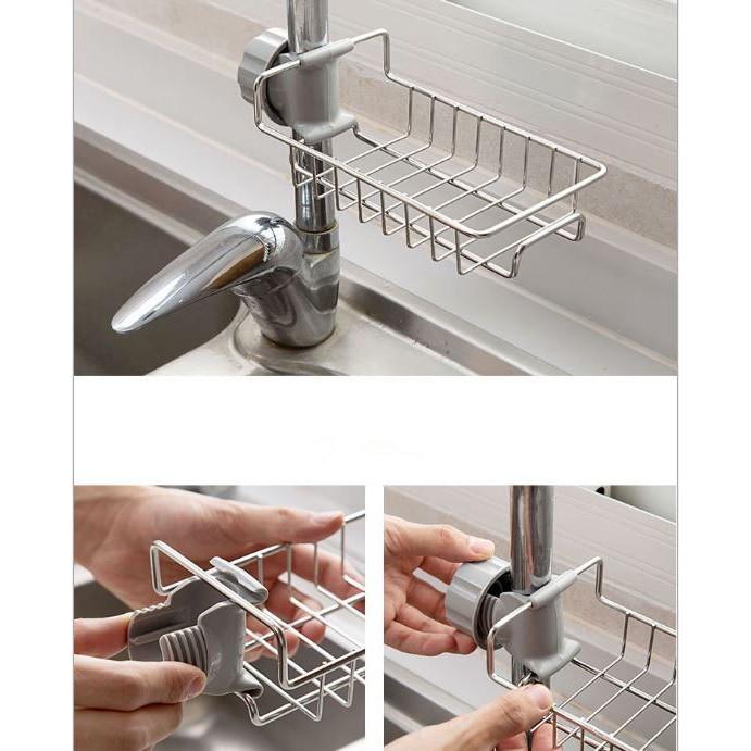 Giá Treo Vòi Đựng Đồ, Giẻ Rửa Chén Bát - Kệ Gắn Vòi INOX Để Đồ Giẻ Rửa Chén Bát