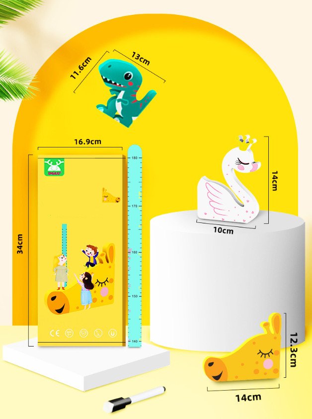 Giấy dán tường trang trí kiêm đo chiều cao cho bé hình khủng long Dino Height Kids