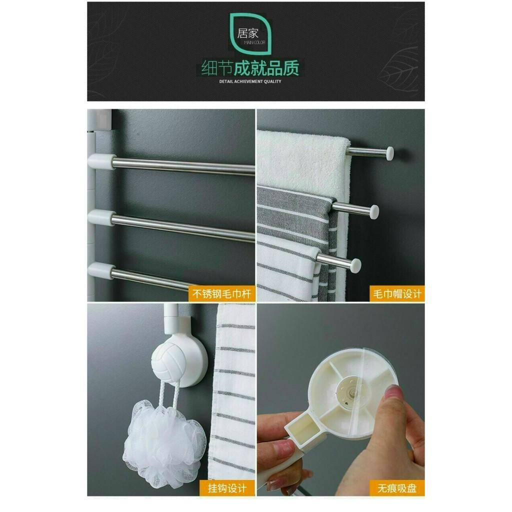 Giá treo khăn tắm dọc có 3 nhánh treo inox không rỉ, bền bỉ , chắc chắn