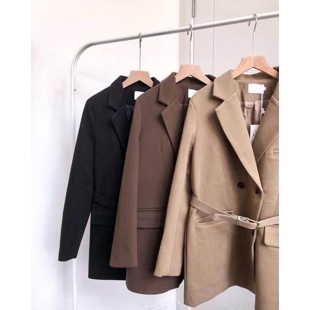 Áo khoác blazer nữ túi ngực kèm đai eo 3 khuy tay a088005 by germe