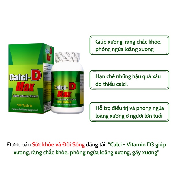 MADE IN USA] Calci-DMax  chai 100 viên nén - Bổ sung Calci, vitamin D cho cơ thể giúp xương, răng chắc khỏe, phòng ngừa loãng xương