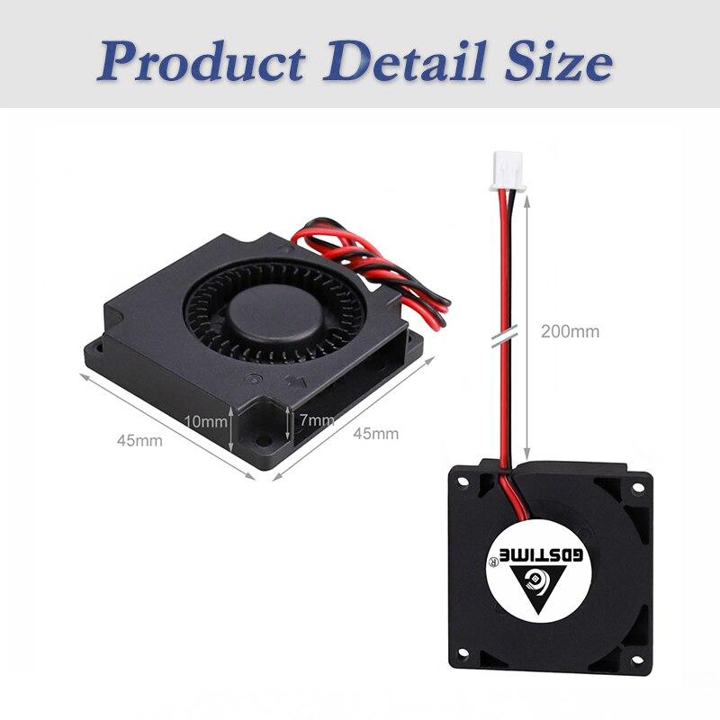 2Pcs Gdstime DC 12V Fan 45mm 45mmx45mmx10mm Radial Exhaust Brushless 3D Printer Cooler 4.5cm 45x10mm Turbo Blower Cooling Fan
