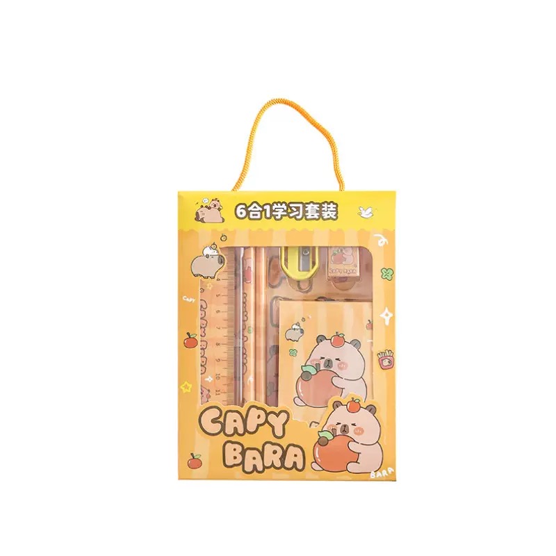 BỘ DỤNG CỤ HỌC TẬP 6 MÓN CAPY BARA DỄ THƯƠNG NGỘ NGHĨNH