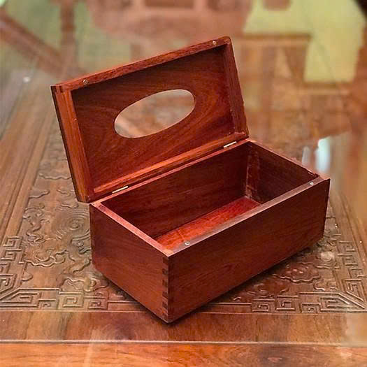 Hộp Đựng Giấy Ăn Gỗ Hương Tự Nhiên - Kích Thước 22x12x10cm Trạm Khắc Tinh Sảo Phù Hợp Làm Quà Tặng