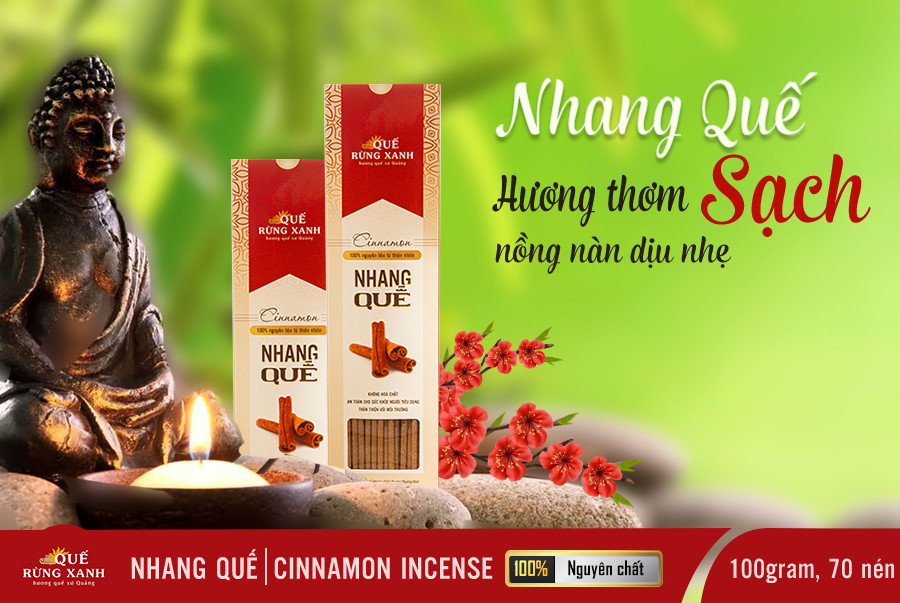 [Kèm quà tặng] Combo 8 hộp nhang thảo mộc hương quế Quế Rừng Xanh 100% nguyên chất từ Quế Rừng Trà Bồng 70 nén/hộp cao 30cm