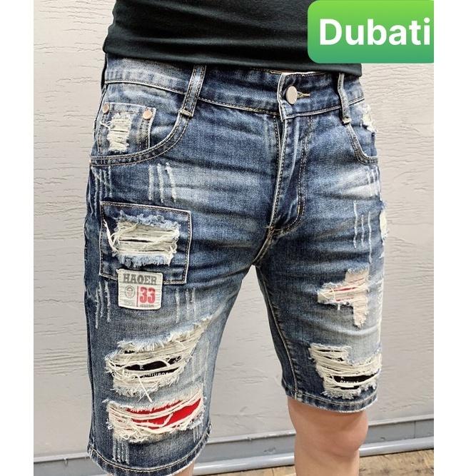 QUẦN SỌT SHORT LỬNG JEAN NAM CHẤT BÒ XANH LÓT VẢI ĐỎ KIỂU MỚI NHẬT BẢN CAO CẤP- DB 31- DUBATI FASHION