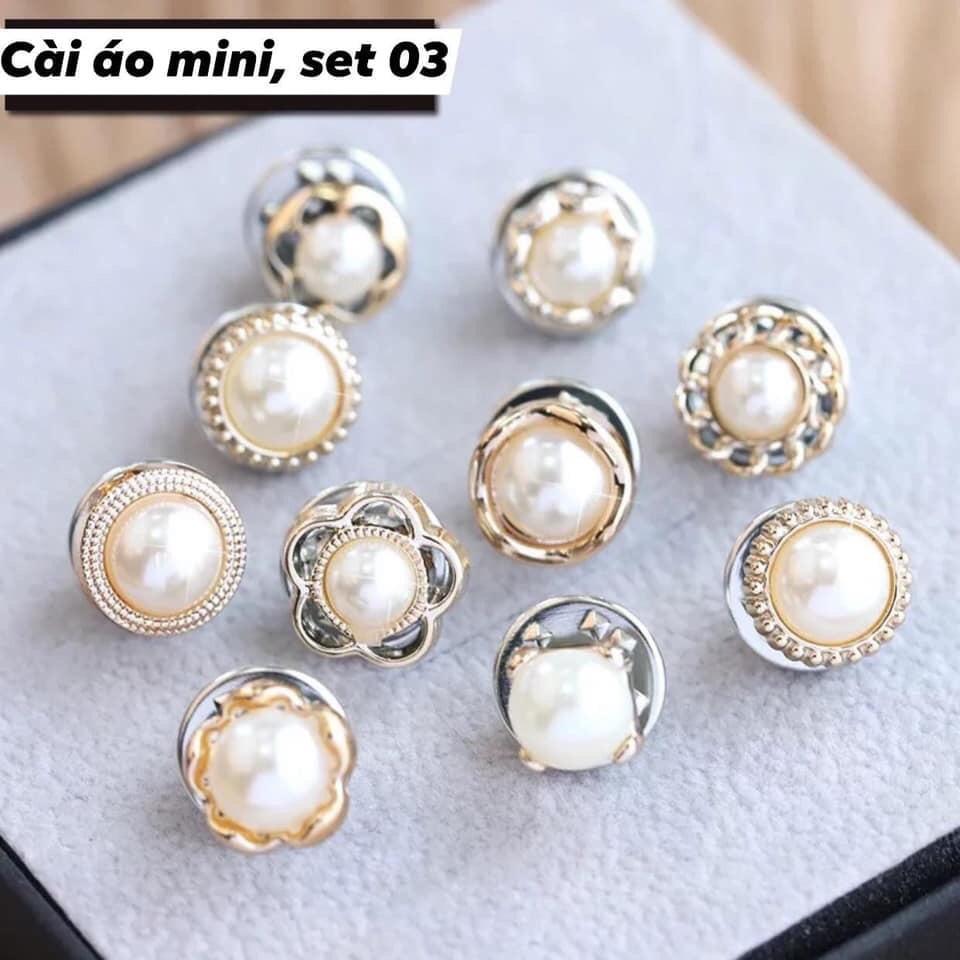 Set Cài Áo Chống Hở Cho Nữ 10 Chi Tiết Họa Tiết Nhã Nhặn, Nút Cài Chắc Chắn, Siêu Tiện