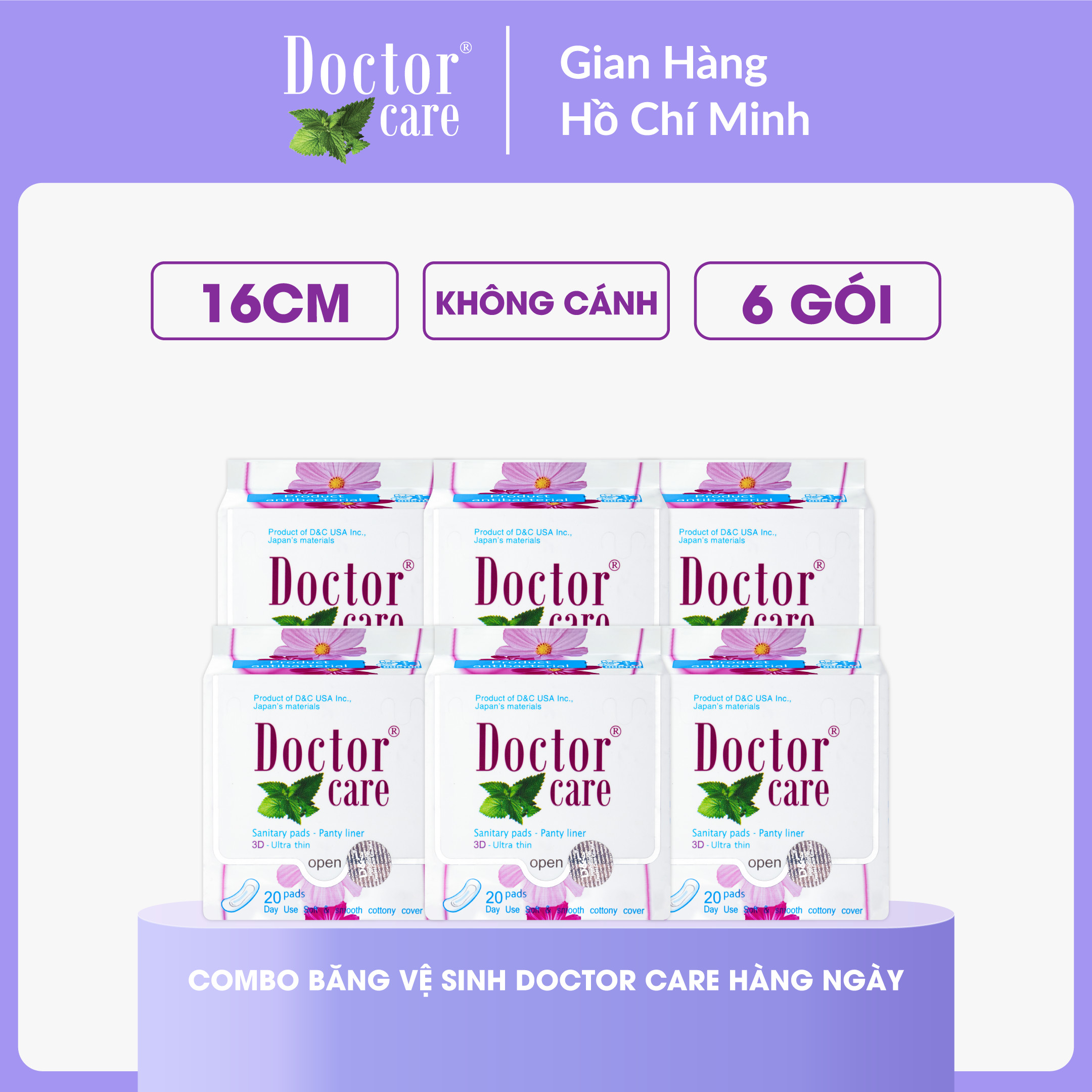 6 Gói Băng vệ sinh hàng ngày Doctor Care, BVS thảo dược siêu thấm hút siêu khô thoáng